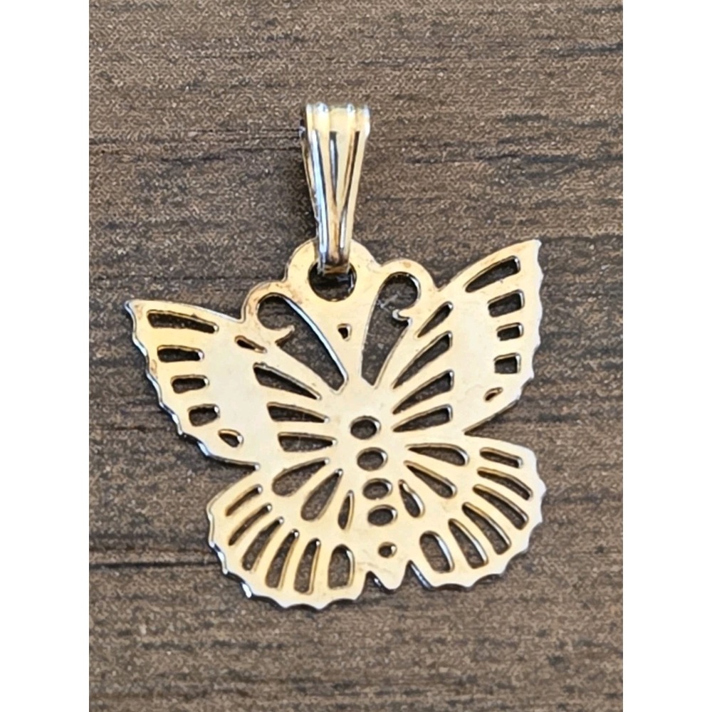 Vintage Butterfly Charm Gold Filled/Over 925 Sterling Silver Star Stamped Tiny